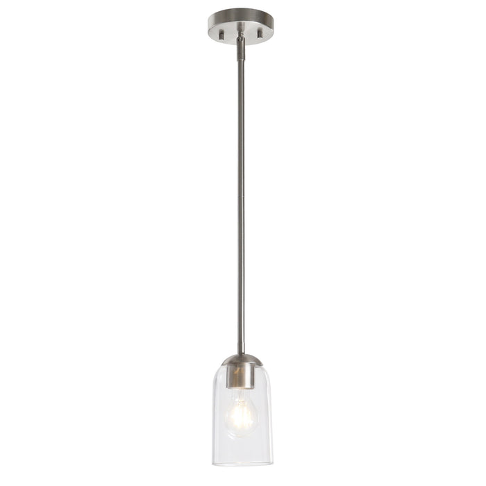 Zavira 1-Light Gold Cylinder Clear Glass Pendant Light