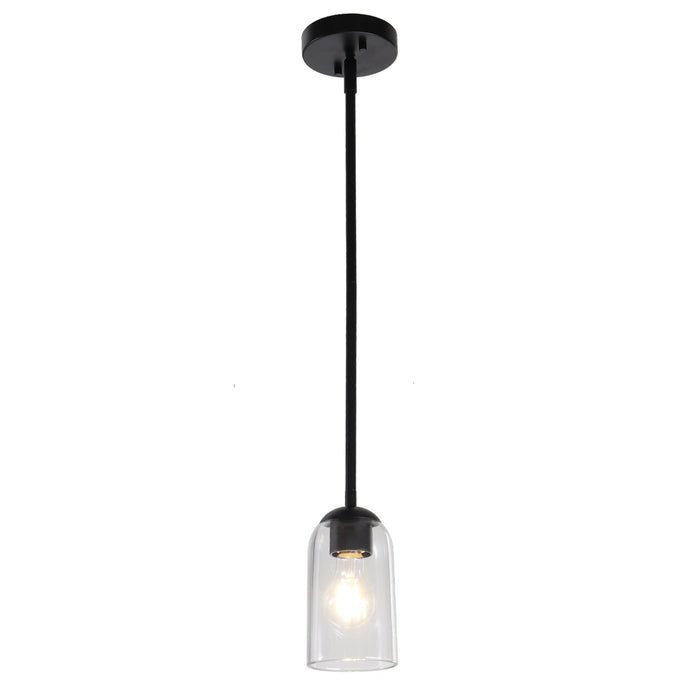 Zavira 1-Light Gold Cylinder Clear Glass Pendant Light