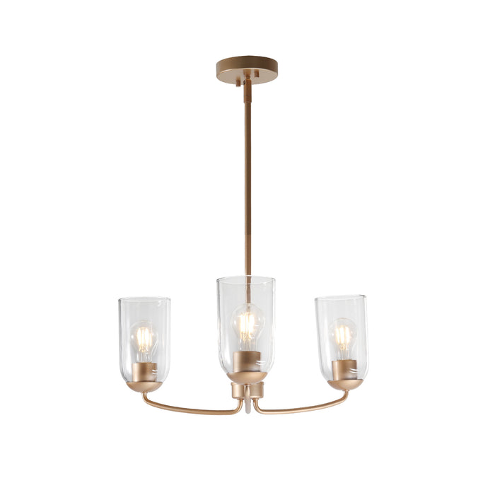 Zavira 3-Light Black Radial Chandelier with Clear Glass Shade