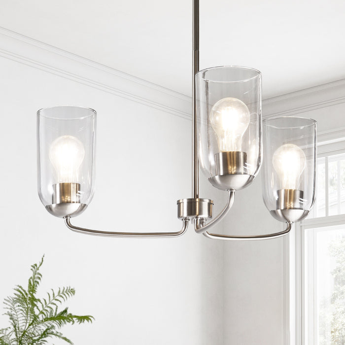 Zavira 3-Light Black Radial Chandelier with Clear Glass Shade