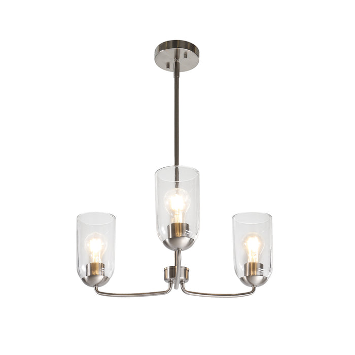 Zavira 3-Light Black Radial Chandelier with Clear Glass Shade