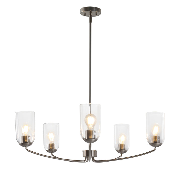 Zavira 5-Light Gold Radial Chandelier with Clear Glass Shade
