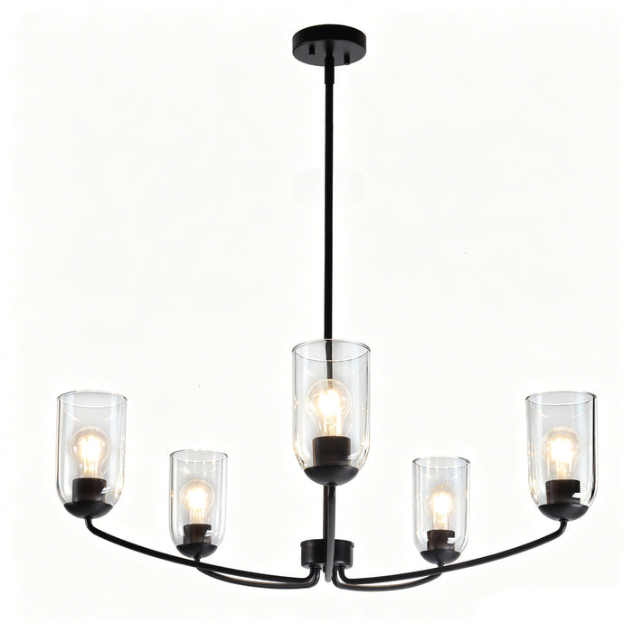 Zavira 5-Light Gold Radial Chandelier with Clear Glass Shade