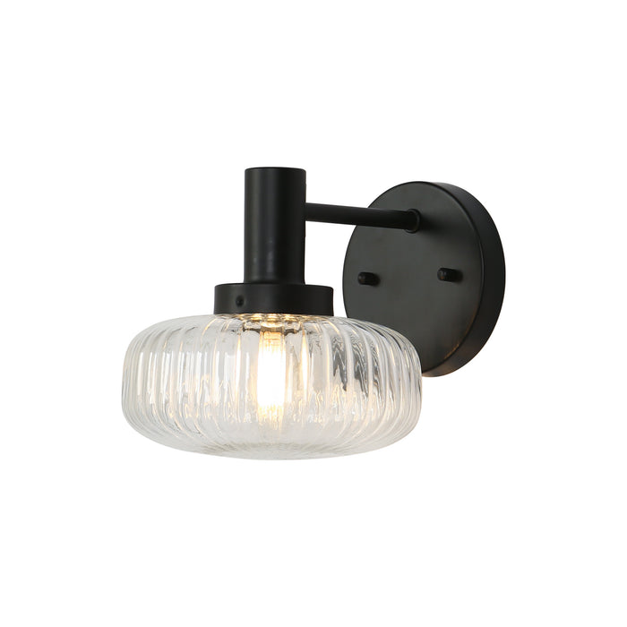 Melora 1-Light Black Globe Textured Glass Wall Sconce