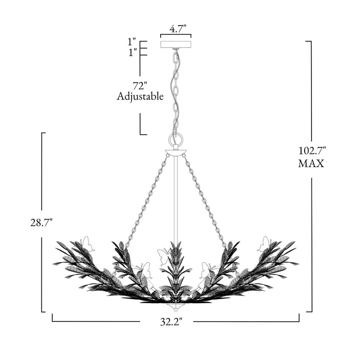 Lorven 6-Light Floral Branch Chandelier with Gold Leaf Accents