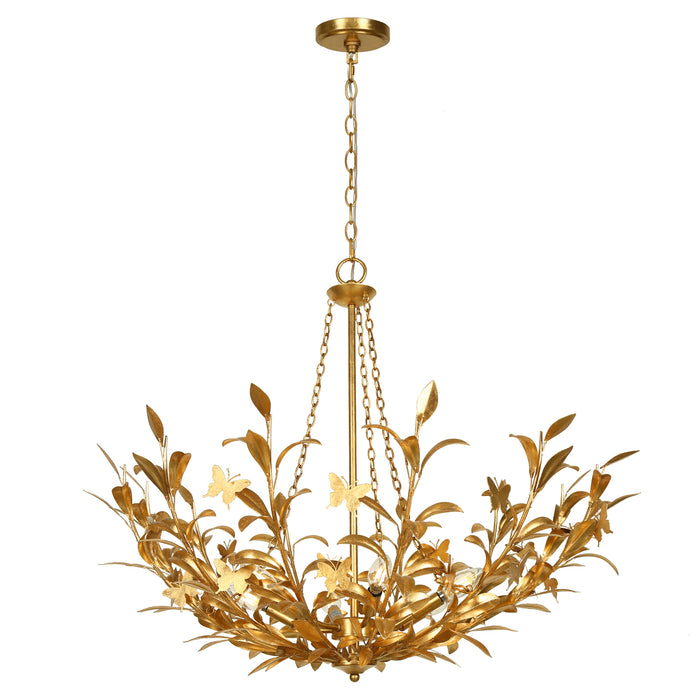 Lorven 6-Light Floral Branch Chandelier with Gold Leaf Accents
