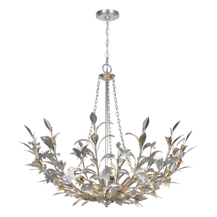 Lorven 6-Light Floral Branch Chandelier with Silver Leaf Accents