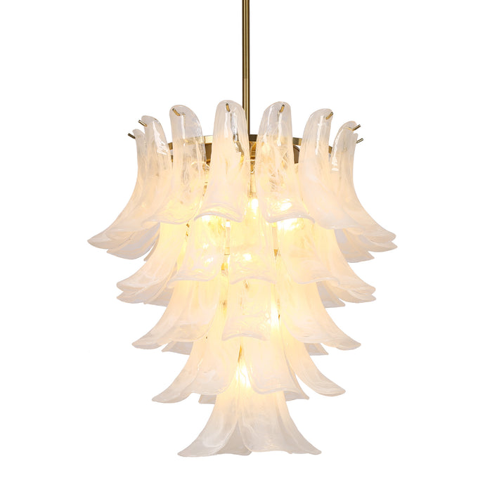 Elyra 12-Light Brass Tiered Chandelier with Cloud Glass Shade