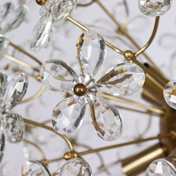 Viora 8-Light Brass Gold Globe Floral Crystal Chandelier