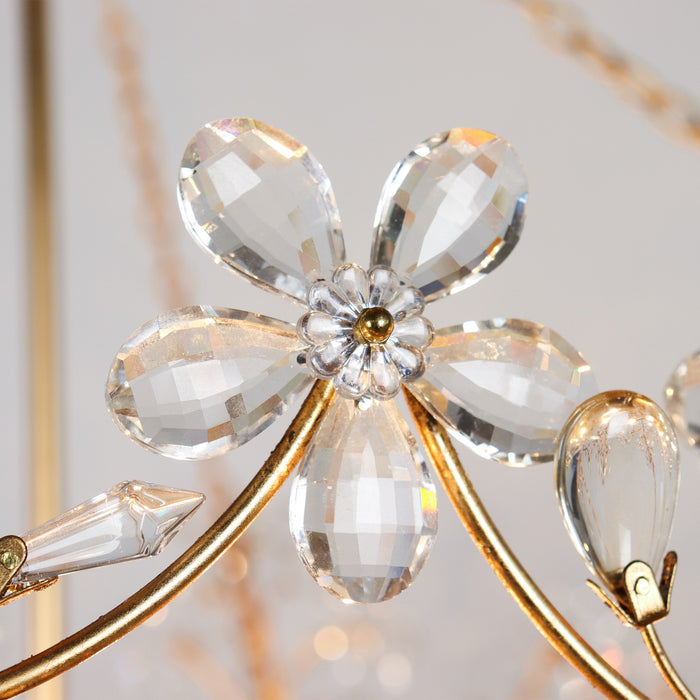 Viora 12-Light Gold Floral Crystal Chandelier with Gold Leaf Accents