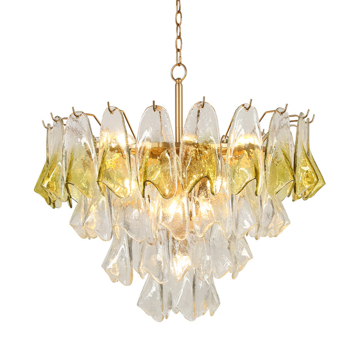 Novella 17-Light Gold Empire Tiered Chandelier with Glass Shade