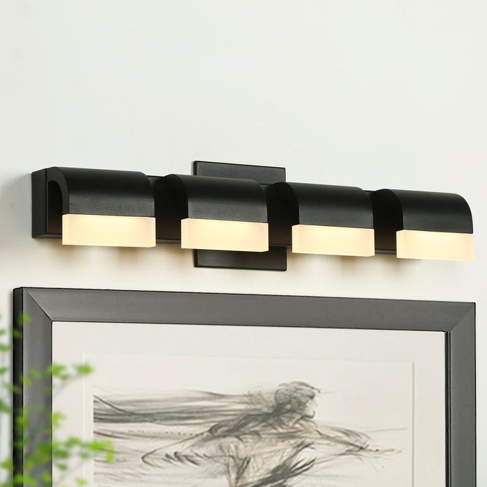Evora 4-Light Black Square Wall Sconce Acrylic Vanity Light