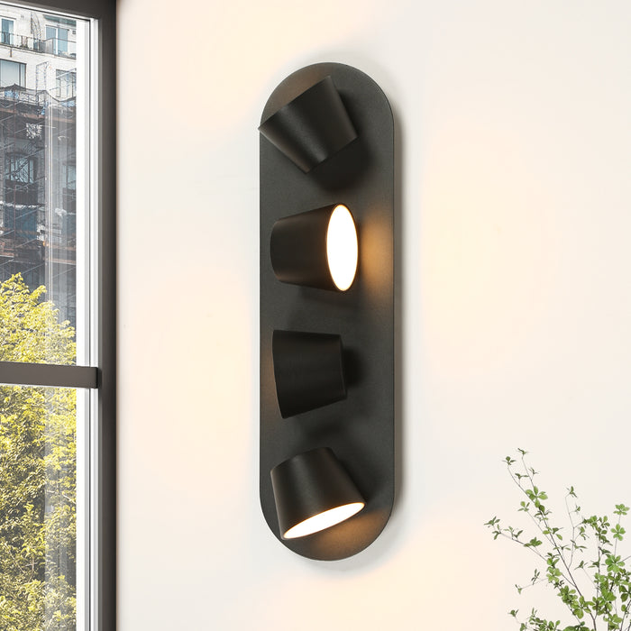 Lunova 4-Light Black Square Vanity Light Wall Sconce