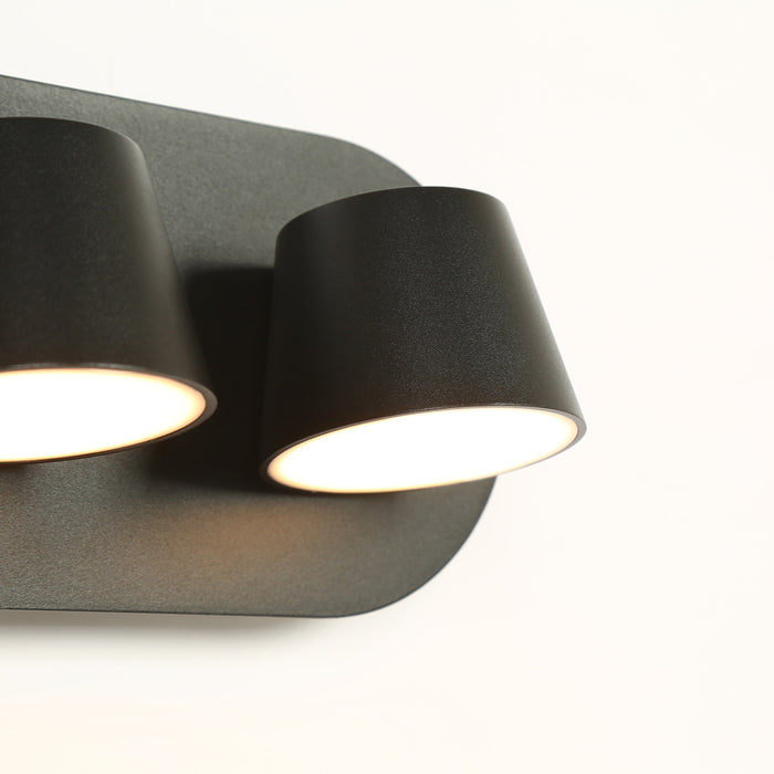 Lunova 4-Light Black Square Vanity Light Wall Sconce
