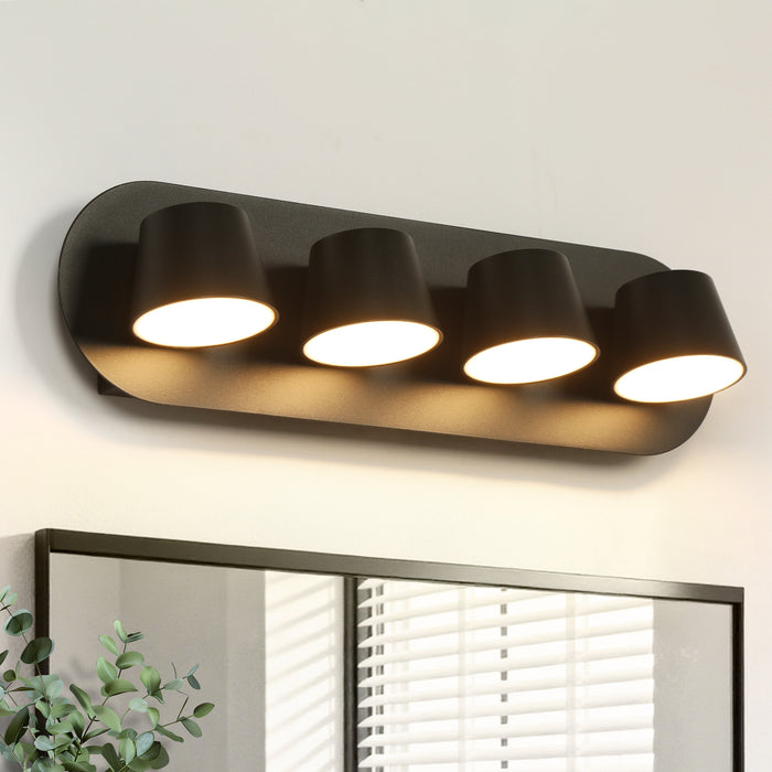 Lunova 4-Light Black Square Vanity Light Wall Sconce