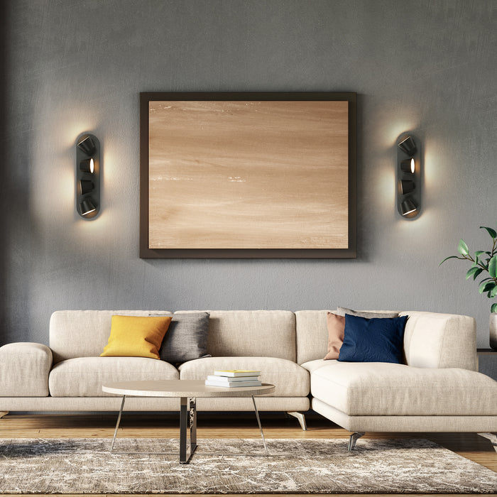 Lunova 4-Light Black Square Vanity Light Wall Sconce