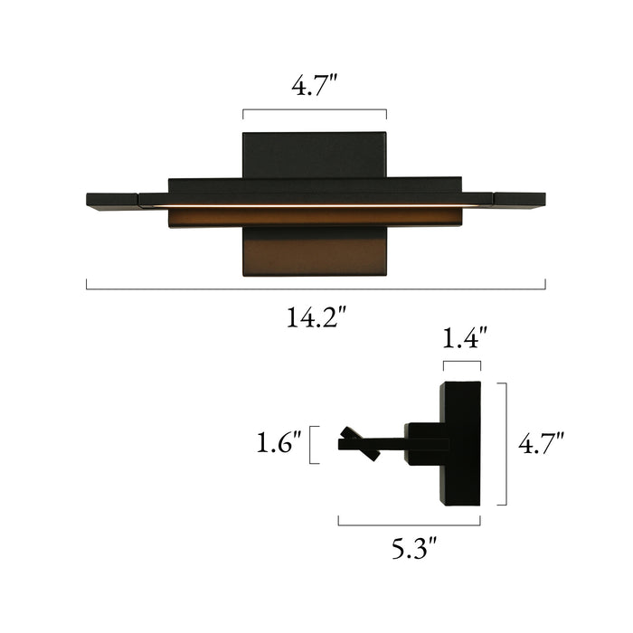 Lunova 1-Light Black Square Wall Sconce Vanity Light