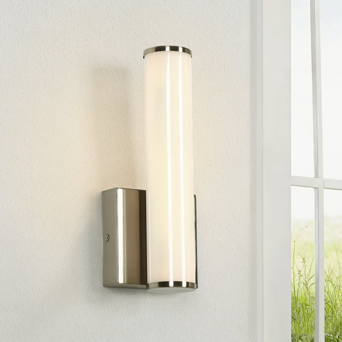 Lunova 1-Light Cylinder Wall Sconce Nickel Vanity Light