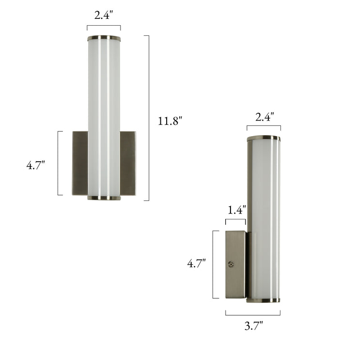 Lunova 1-Light Cylinder Wall Sconce Nickel Vanity Light