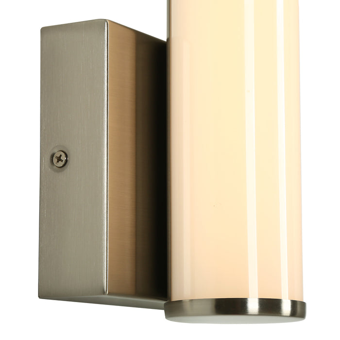 Lunova 1-Light Cylinder Wall Sconce Nickel Vanity Light