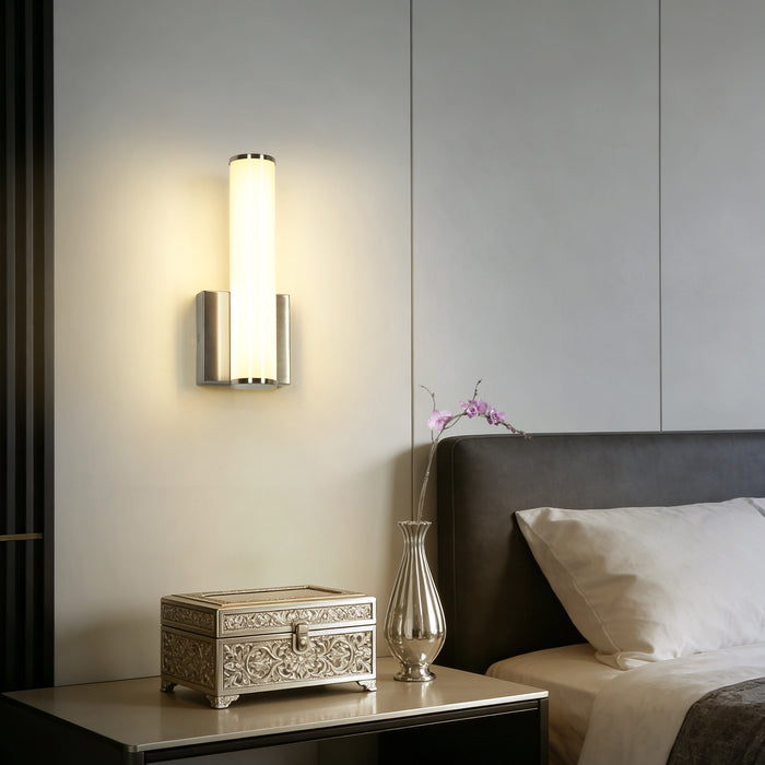 Lunova 1-Light Cylinder Wall Sconce Nickel Vanity Light