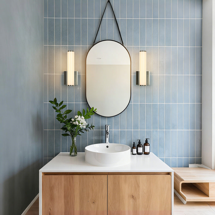 Lunova 1-Light Cylinder Wall Sconce Nickel Vanity Light
