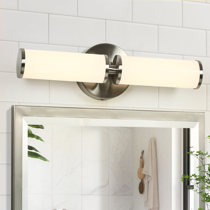 Lunova 2-Light Cylinder Wall Sconce Nickel Vanity Light