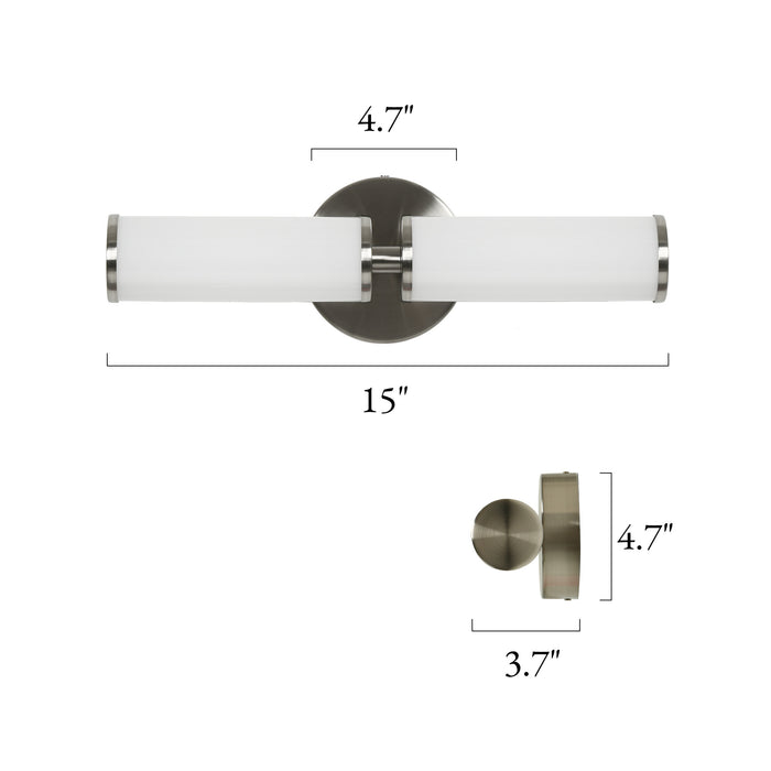 Lunova 2-Light Cylinder Wall Sconce Nickel Vanity Light