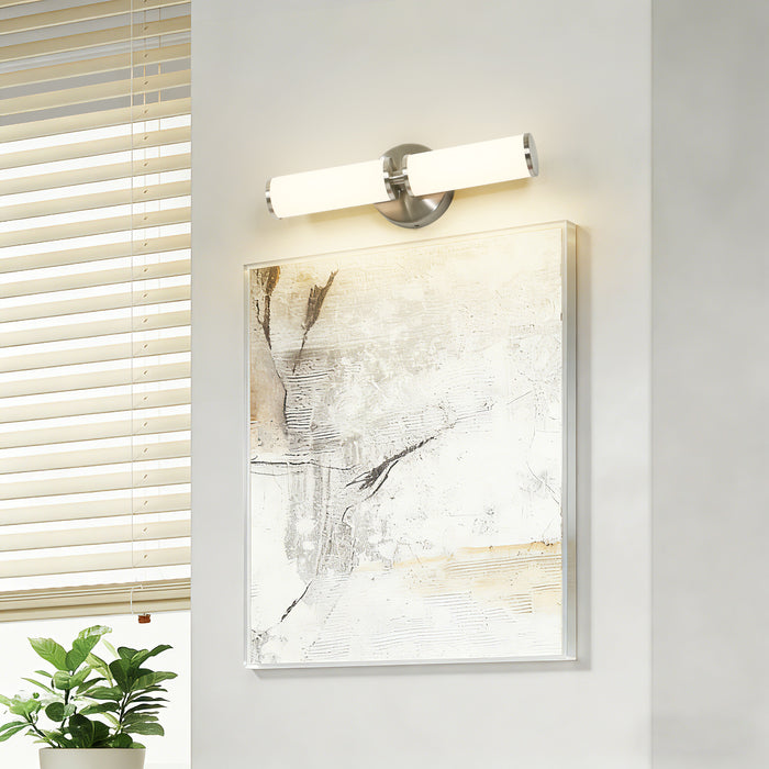 Lunova 2-Light Cylinder Wall Sconce Nickel Vanity Light
