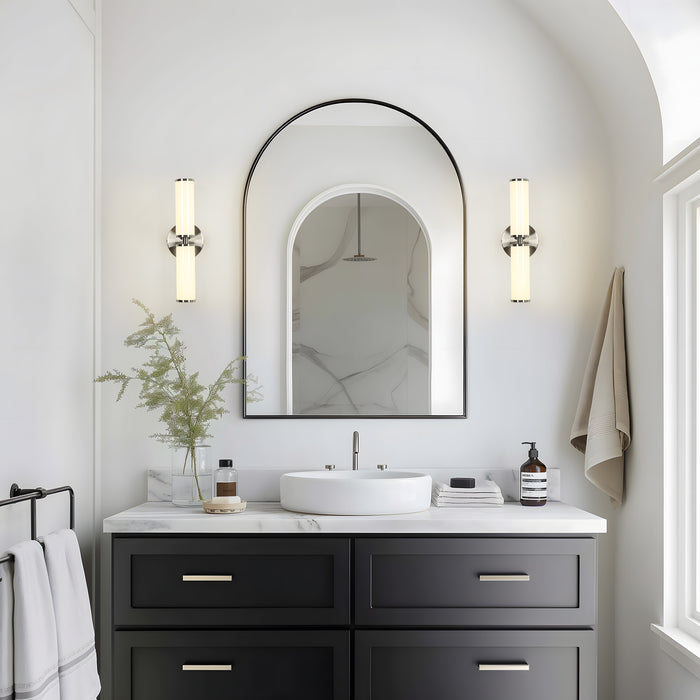 Lunova 2-Light Cylinder Wall Sconce Nickel Vanity Light