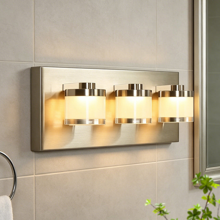 Novak 3-Light Nickel Square Vanity Light