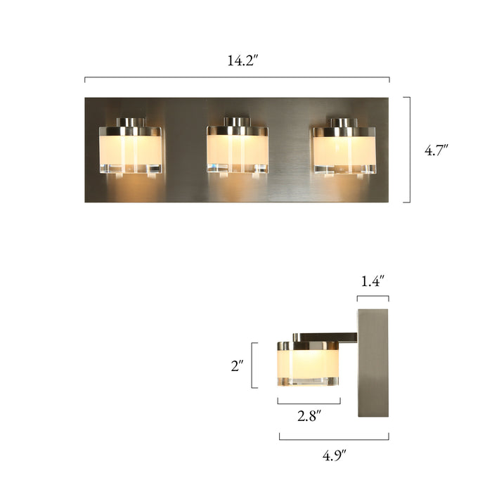 Novak 3-Light Nickel Square Vanity Light