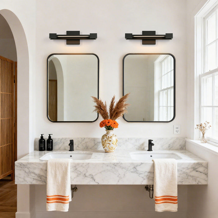 Povanl 1-Light Black Square Vanity Light