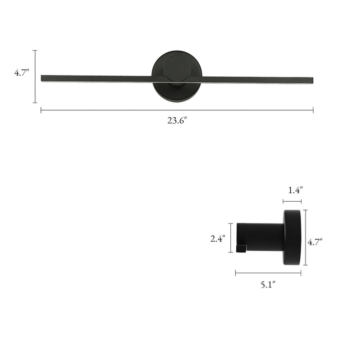 Povanl LED 1-Light 23.6" Black Linear Vanity Light