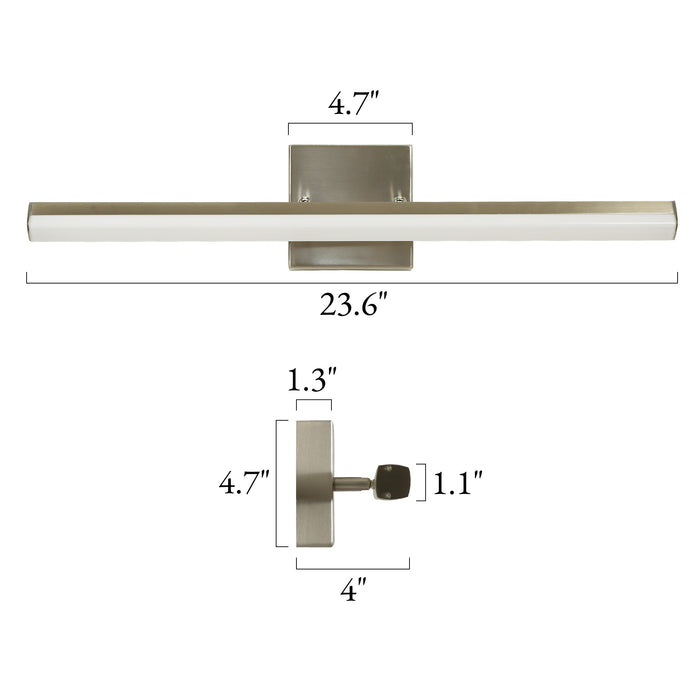 Povanl 1-Light Nickel Square Vanity Light