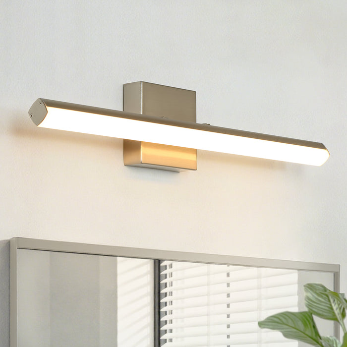 Povanl 1-Light Nickel Square Vanity Light