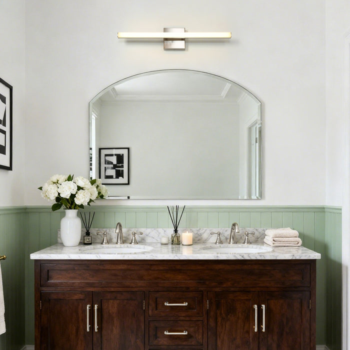 Povanl 1-Light Nickel Square Vanity Light