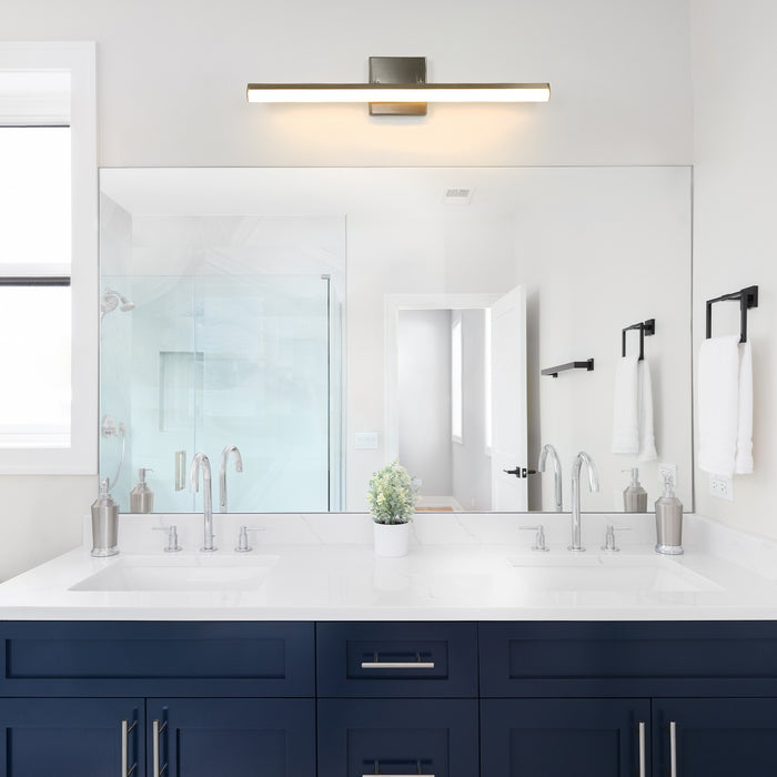 Povanl 1-Light Nickel Square Vanity Light