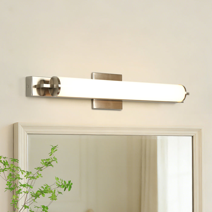 Povanl 1-Light Nickel Cylinder Wall Sconce