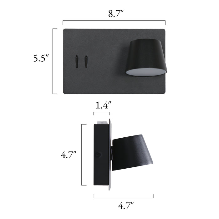 Lunova 2-Light Black Square Wall Sconce