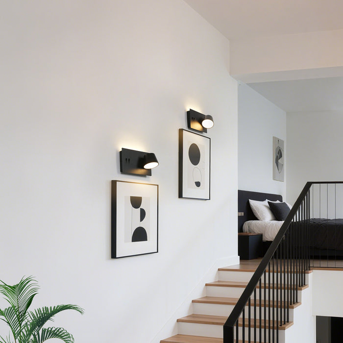 Lunova 2-Light Black Square Wall Sconce
