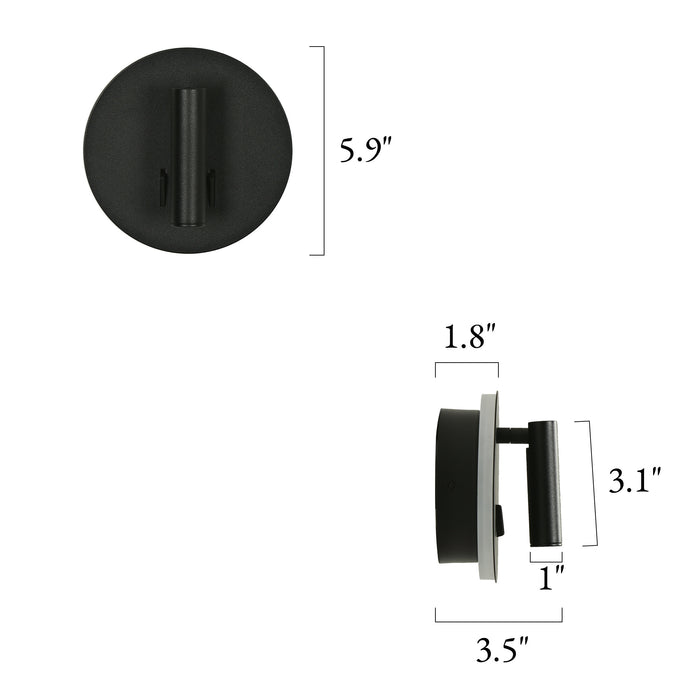 Lunova 2-Light Black Round Wall Sconce