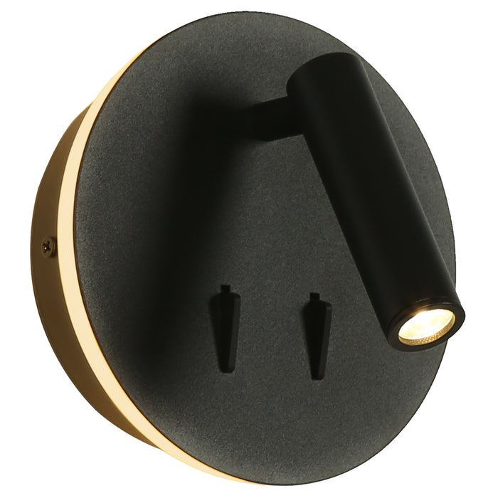 Lunova 2-Light Black Round Wall Sconce