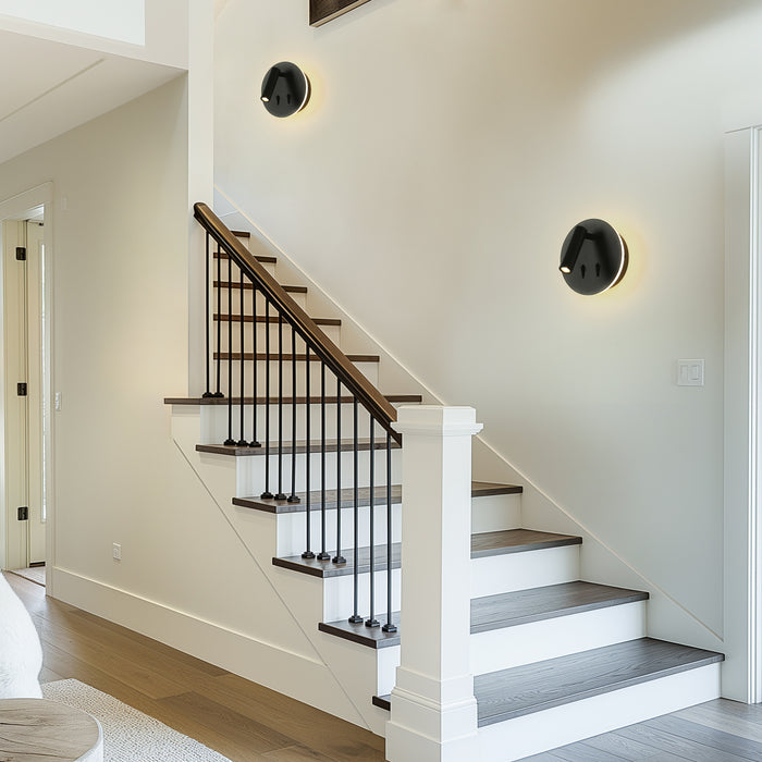 Lunova 2-Light Black Round Wall Sconce