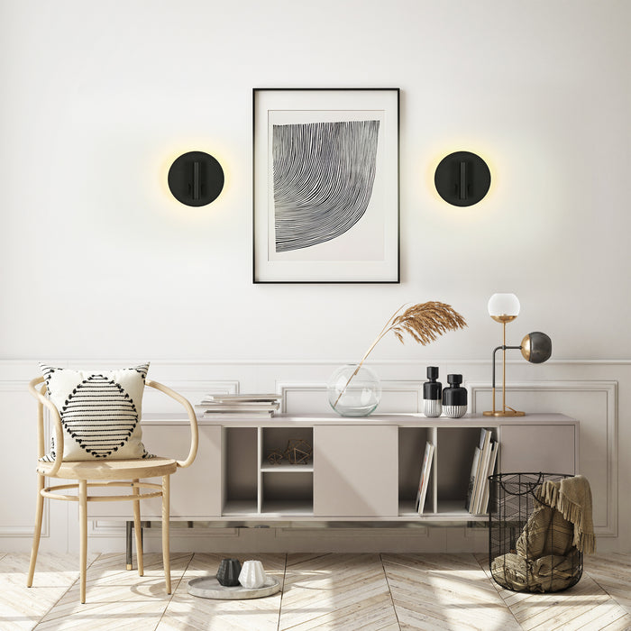 Lunova 2-Light Black Round Wall Sconce