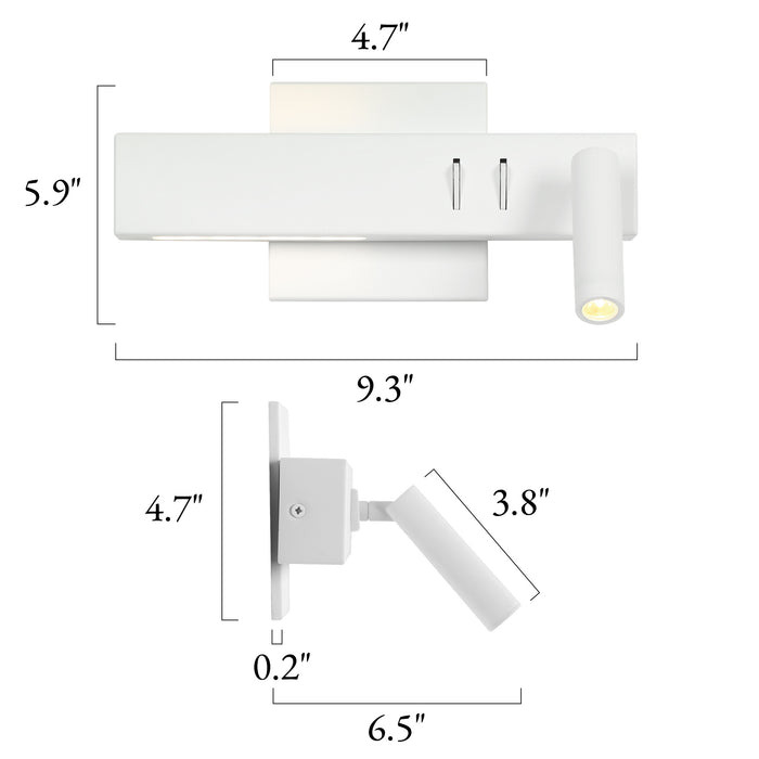 Lunova 2-Light White Square Wall Sconce