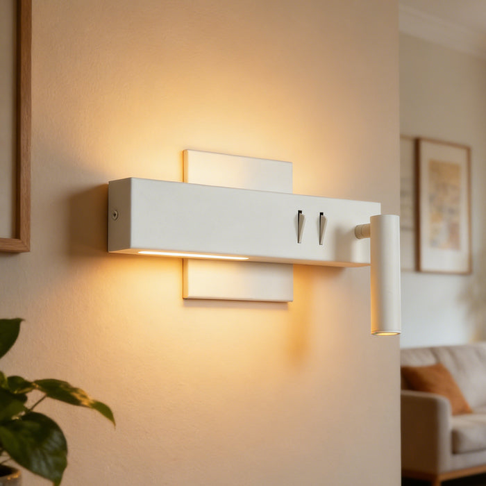 Lunova 2-Light White Square Wall Sconce