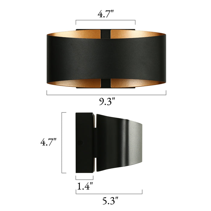 Lunova 1-Light Black & Gold Square Wall Sconce