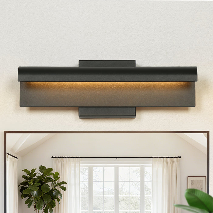 Lunova 1-Light Black Square Vanity Light Wall Sconce