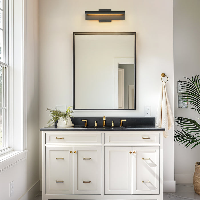 Lunova 1-Light Black Square Vanity Light Wall Sconce